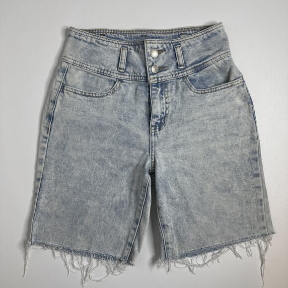 Vintage Y2K Womens So Mom Shorts Sz 1 Jean Denim Short Light Acid Wash High Rise - Picture 1 of 5
